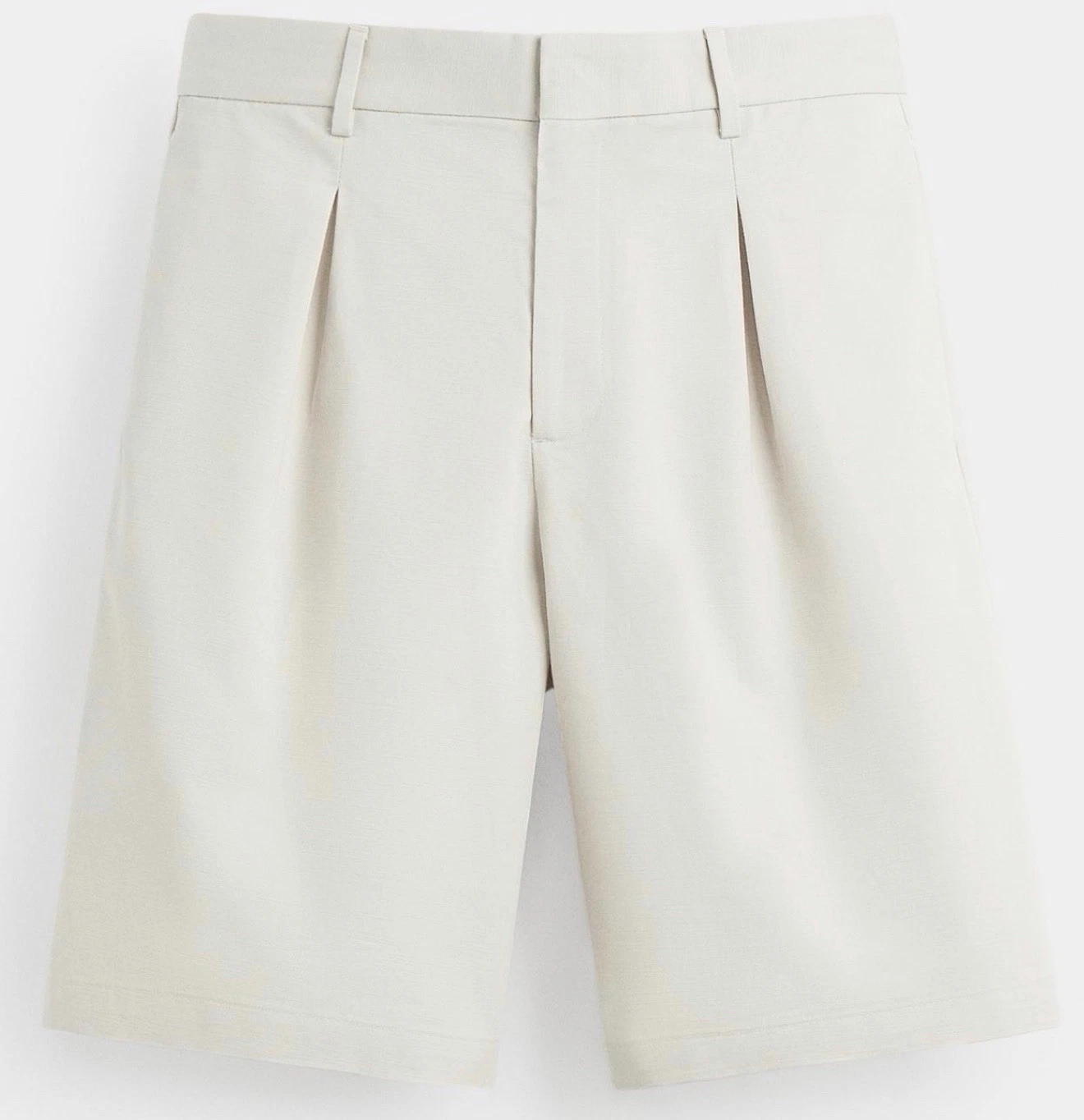 NWOT ZARA Pleated Cotton Linen Shorts Ecru Size 36