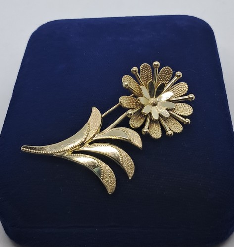 VINTAGE SIGNED FLORALIA GOLD PLATED FLOWER PIN BROOCH GERMANY