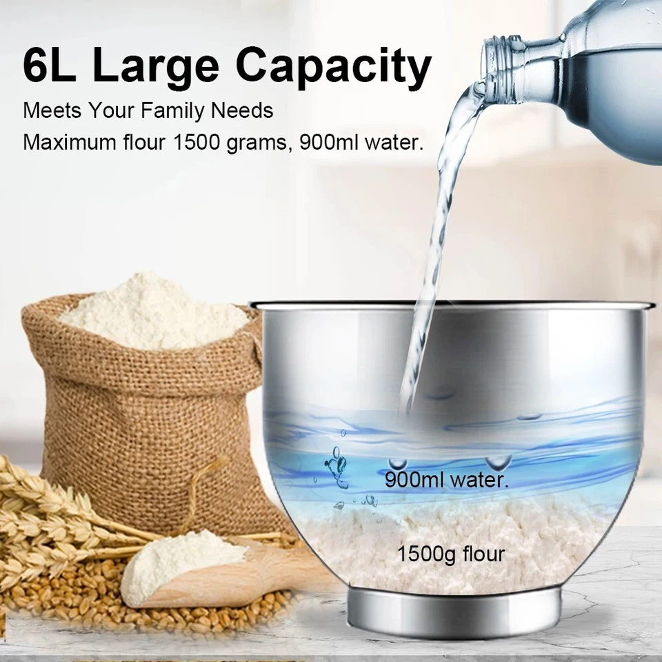 Biolomix – Robot de Cocina 6 Velocidades, 1200W, 6L, Mezclador Motor Quiet - Imagen 4 de 4