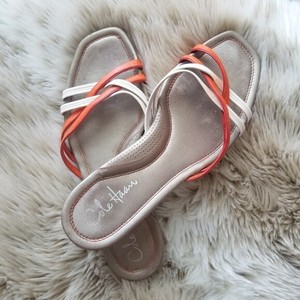 Cole-Haan-Womens-NikeAir-Slip-On-Orange-White-Metallic-Sandals-Sz-7