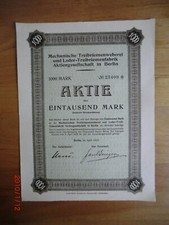 Mechanische Treibriemenweberei u Leder Treibriemenfabrik  BERLIN  1000Mark