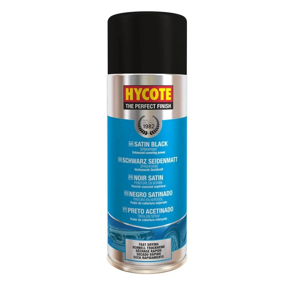 Hycote Satin Black Multi-Purpose Aerosol Spray Paint Fast Drying 400ml x24 - Image 3 of 4