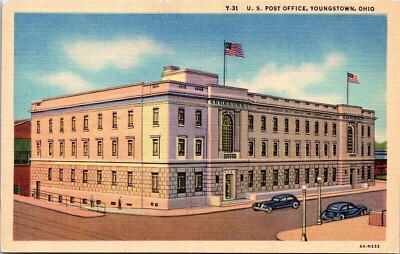 Street View United States Post Office Youngstown Ohio OH US Flags Postcard UNP