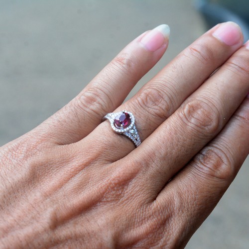 Anillo de plata Myanmar espinela roja sin tratar ovalado natural de 13,12 quilates 7,5 EE. UU. - Imagen 6 de 6
