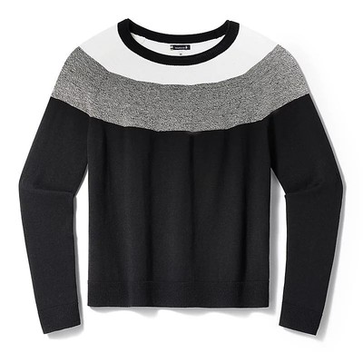 Smartwool Edgewood Colorblock Crew Women's Sweater, Black, Large