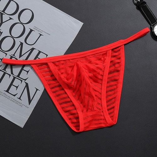 Sexy Calzoncillos en T para Hombres Bolsa Color Sólido Tanga Seda Hielo Ver a través del Calzoncillo - Imagen 10 de 15