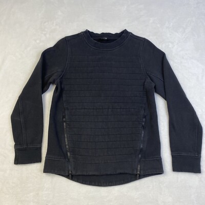 Lululemon Sweatshirt Fleece Be True Crew Womens 2 Black Quilted Pullover Inkwell