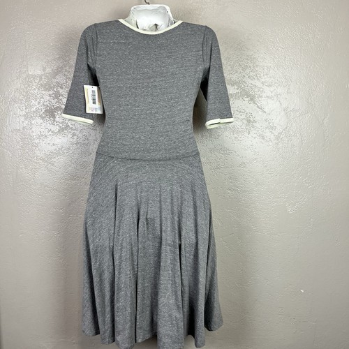 Lularoe Nicole Solid Gray Elbow Sleeve Fit & Flare Dress Size M Trim Soft - Picture 5 of 17