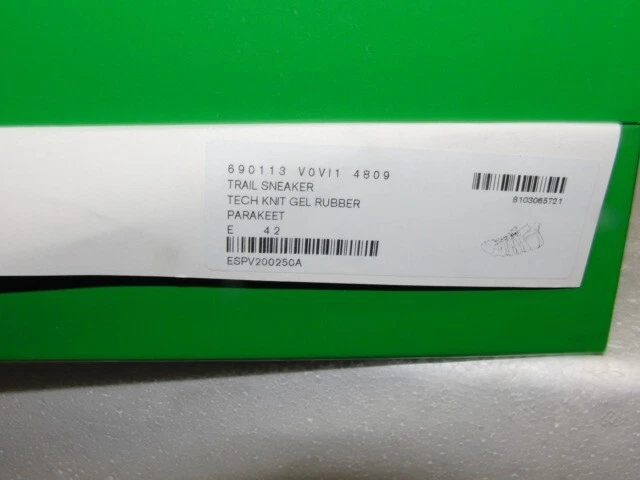 Scarpe da ginnastica Bottega Veneta verde scuro Tech Knit Gel gomma trail taglia E 42 NUOVE