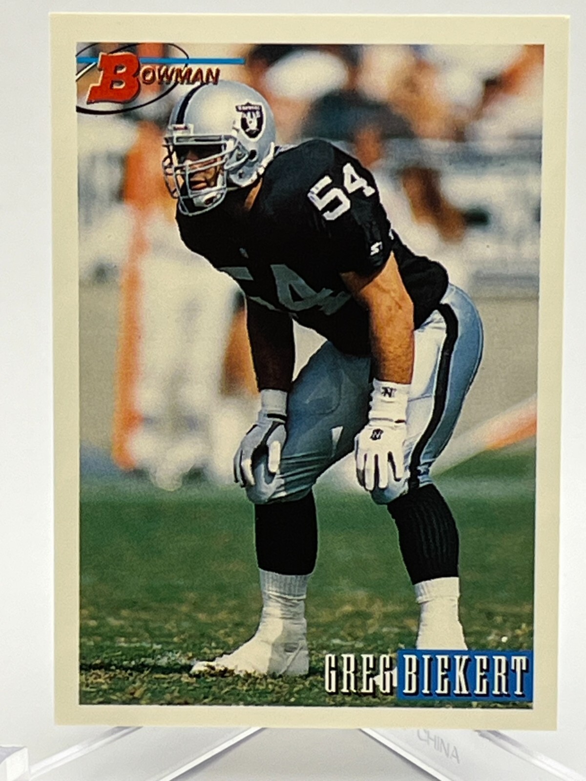 1993 Bowman NFL Football Card #47 Greg Biekert LB #54 Oakland Raiders