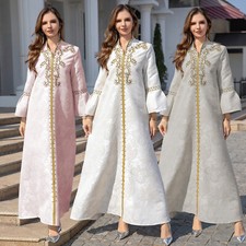 Embroidery Abaya Maxi Dress Long Robes Dubai Turkey Kaftan Dubai Moroccan Dress