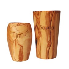 D.O.M. Trinkbecher / Zahnputzbecher aus Olivenholz - 3 Größen - Gravur möglich