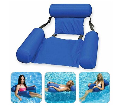 Poltrona Gonfiabile Sedia Galleggiante 100x120cm Salvagente Prendisole Mare  - Main Image