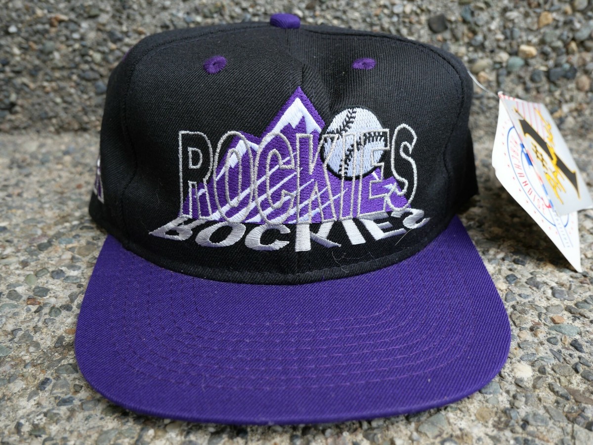 Vintage Colorado Rockies New Era Black With Purple Bill 