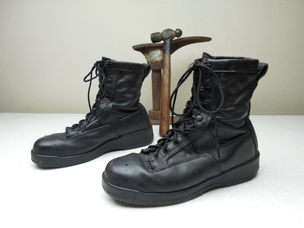 BLACK WELLCO MADE IN USA NAVY STYLE STEEL TOE SAFETY FLIGHT DECK