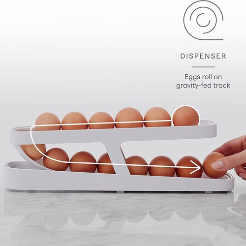 Automatic Scrolling Egg Rack Holder Storage Box Container Refrigerator 2/4-Tier - Picture 2 of 26