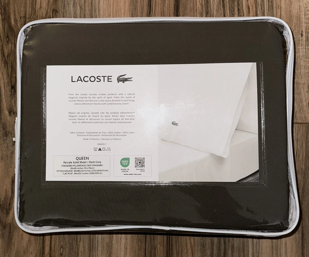 Lacoste solid cotton top percale queen sheet set