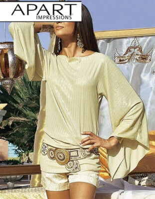 NEU EDLE EXTRAVAGANZ SEIDIGSCHIMMERND SHIRT KAFTAN-STYLE 38 APART gold *267517