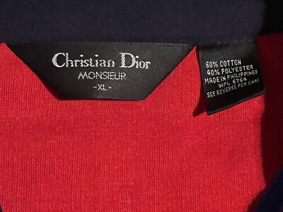 Vintage 90s 1/4 Zip Mens XL Christian Dior Monsieur Red Blue Color