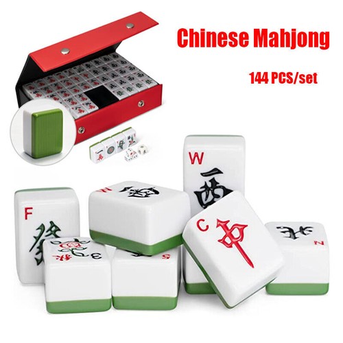 Mahjong Set Traditionelles Chinesisches Mah Jong Set 144pcs Majong Spielsteine - Bild 1 von 13