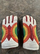 Vintage ARIS Ladies Ski Gloves Rainbow Size Medium