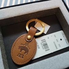 Brooks Brothers - Men's Brown Leather Logo Key Fob - New with Tags  Box