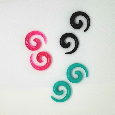 Earrings Spiral Stretching 2G Acrylic Spiral Snail Taper Plugs Set 3 Pairs
