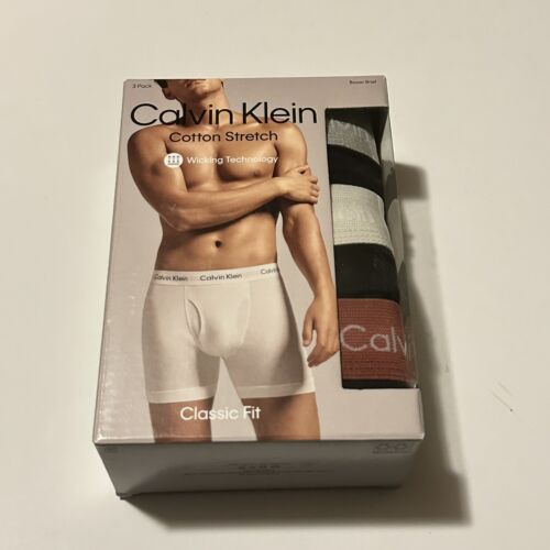 Calvin Klein Men's Cotton Stretch 3-Pack Boxer Brief, Black Bodies Men’s XXL - Afbeelding 1 van 3