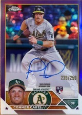 2023 Topps Chrome #RA-CCL Rookie AUTO Conner Capel RC Purple Refractor #/250