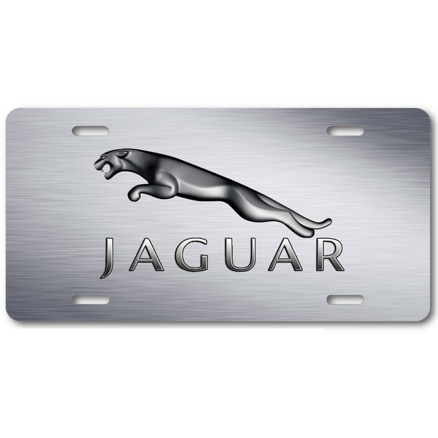 Jaguar Gray Cat Symbol on Steel Abstract Art Aluminum Auto Novelty