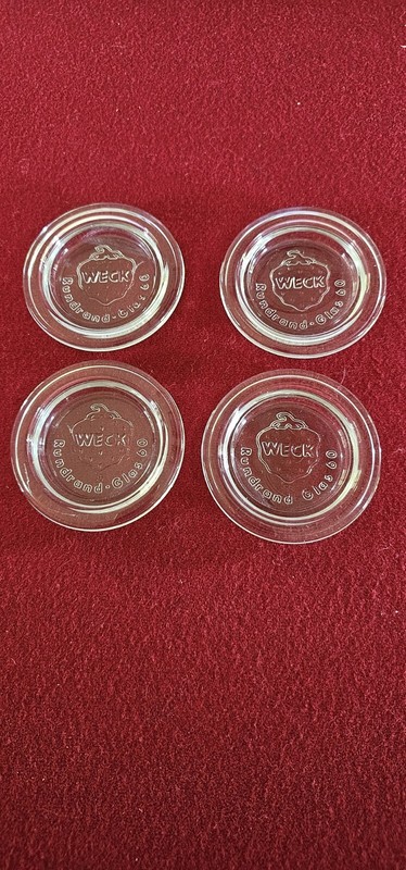 Lot Of (4) Weck Rundrand Glas 60 Clear Glass Canning Jar Lids 2.75"
