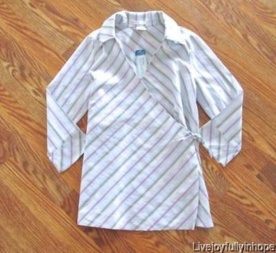 OLD NAVY by Gap ~ NWT Size XS ~ MATERNITY Blue & Pink Streiped WRAP Blouse Shirt