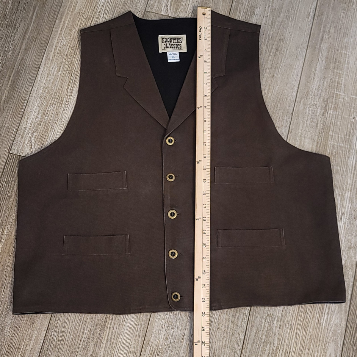 Frontier Classics Old West Canvas Vest Men's Size XL Brown Four