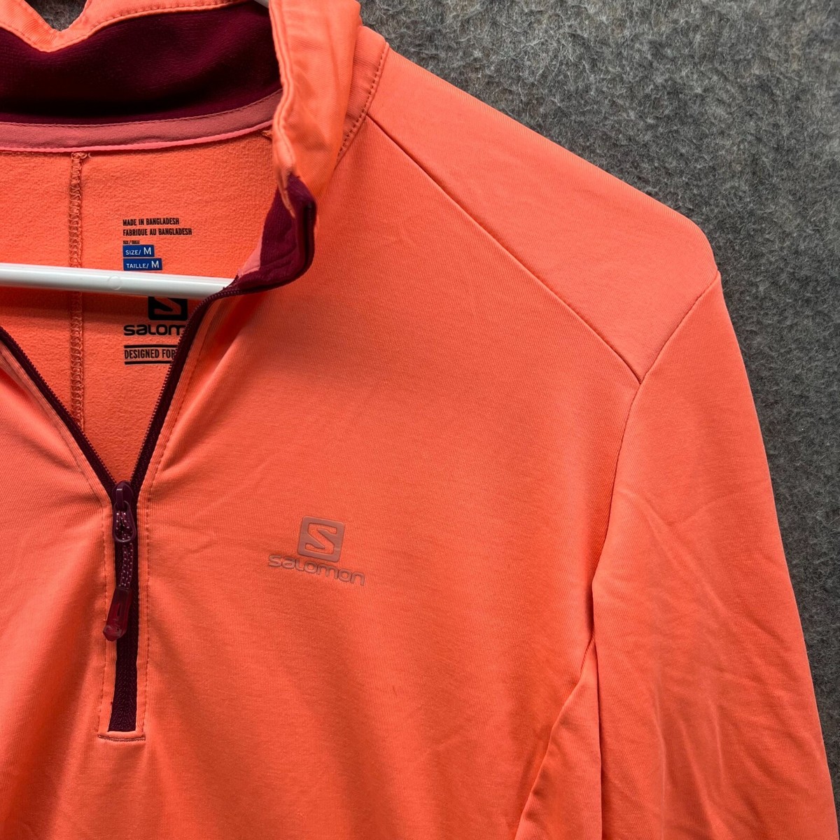 Salomon Sweater Men Medium Adult Orange 1/4 Zip Sweatshirt Advance
