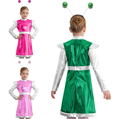 Girl Dress Birthday Costume Robot Outfit Halloween 2PCS Show Fancy Dress-Up  Set