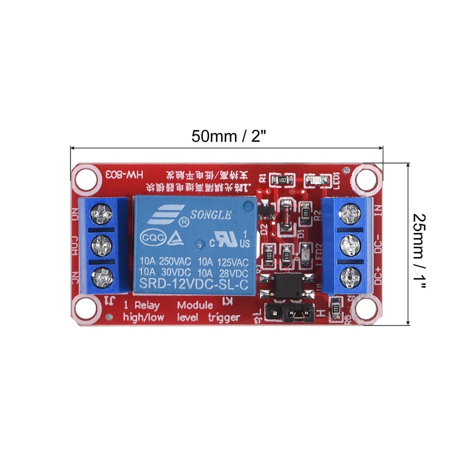 Relay Module 1 Channel 12V High Low Level Trigger Module Red Relay ...