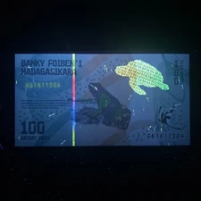 Hidden Sea Turtle UV Note. Madagascar, Banknote. Currency. Paper Money.