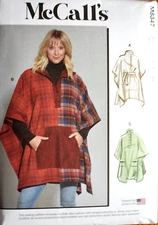 MCCALLS PATTERN 8347  PONCHOS  MISSES SIZES LARGE XLARGE XXLARGE  UNCUT NEW