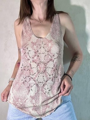 Zadig & Voltaire Knit Top Pink Python Print Strass Embellished Linen Blend M