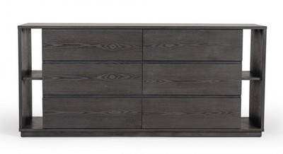 63 Grey Solid Wood Six Drawer Double Dresser