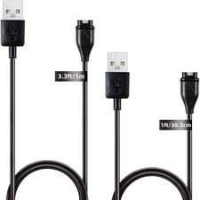 2-Pack Charging Cables for Garmin Charger Cable, 1M Long  30Cm Short Watch Char