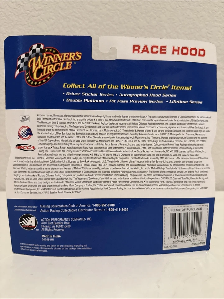 Capó y auto de carreras diecast Michael Waltrip NAPA #15. Círculo de ganadores 1:43 Foto 2 de 2