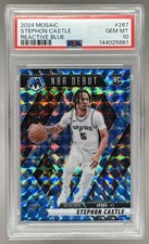 5881 Stephon Castle 2024 Panini Mosaic #267 Reactive Blue NBA Debut RC PSA 10
