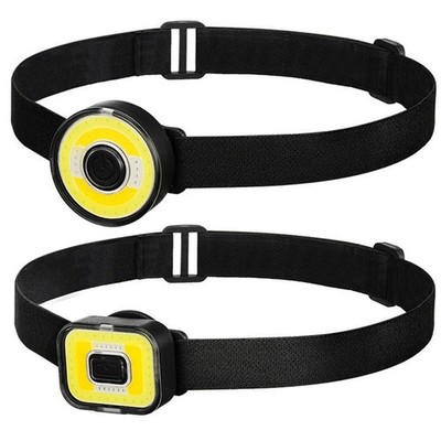 Kompakte COB LED Stirnlampe 4 Lichtoptionen eingebauter 400mAh Akku zum Wandern
