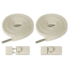 No Tie Shoelaces with 2 Metal Square Buckle Clips, 1Pair & Beige