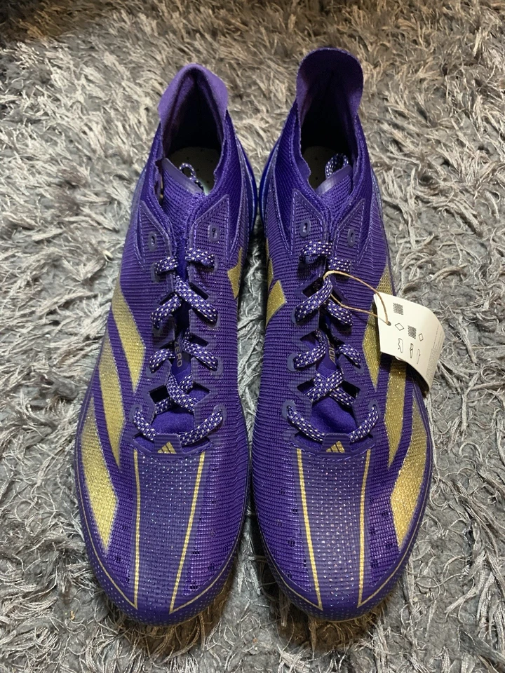 adidas Adizero Electric SM Purple Gold Football Cleats Men’s Size 12 New JH8635 - Image 4 of 4