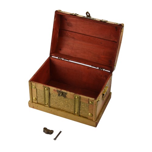 Wooden Pirate Treasure Chest Box Gem Jewelry Trinket Keepsake Storage Case b - Picture 8 of 10