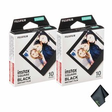 2xFUJIFILM INSTAX SQUARE Black Instant Film 10 Exposures , Microfiber Cleaning