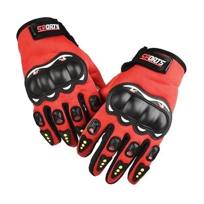 SOMMER MOTORRADHANDSCHUHE FARBE ROT UND SCHWARZ TOUCHSCREEN, MIT SCHUTZ, VERSTELLBAR