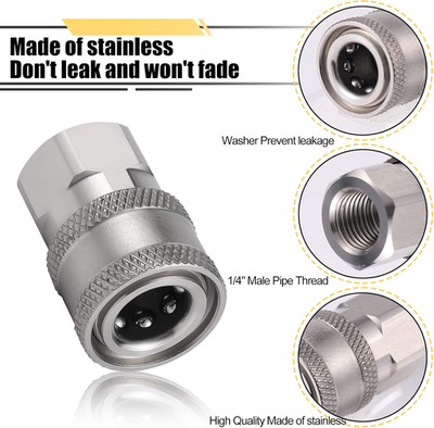 #ad 4Pcs Pressure Washer Coupler NPT 1 4 Inch Stainless Steel Quick Connect Fitt... $20.01